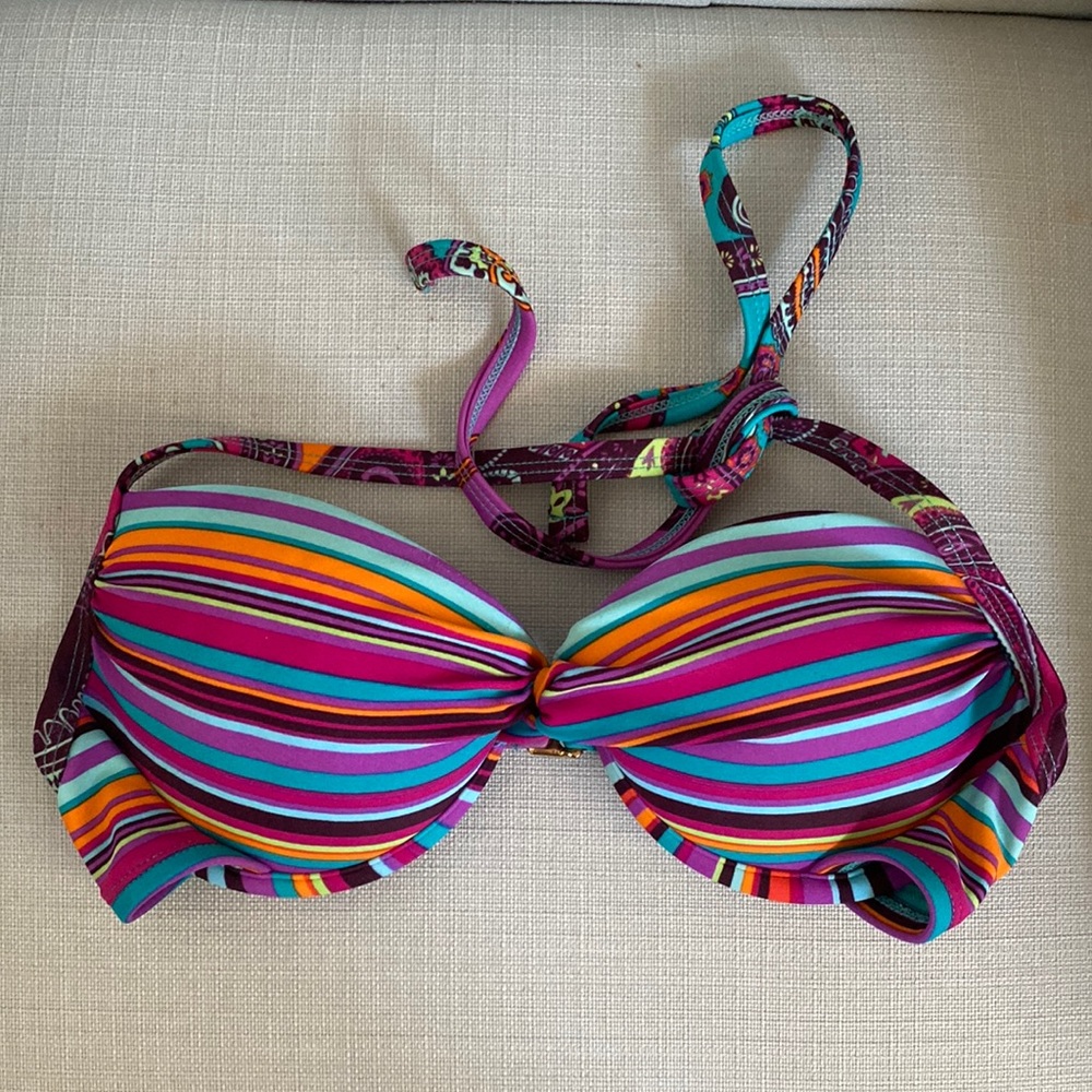 Striped bikini top and bottom